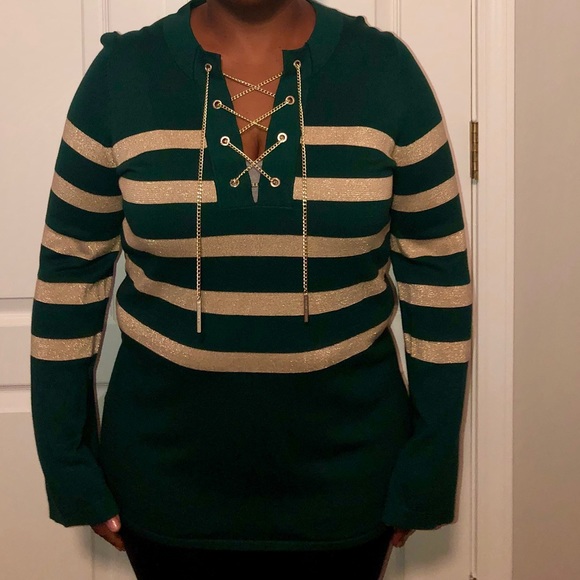 Michael Kors Sweaters - Michael Kors Green & Gold Sweater